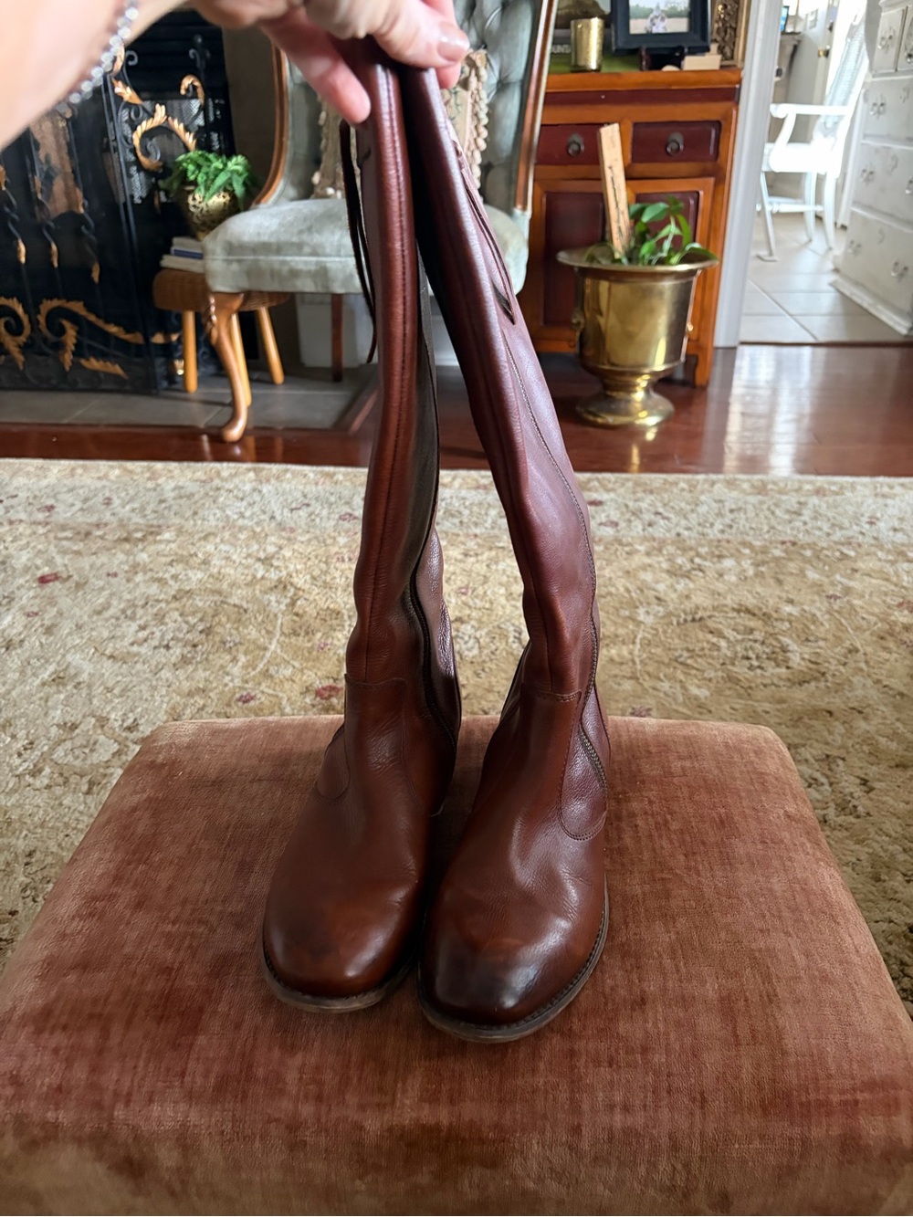 Diba True Brown Leather Knee-High Boots -size 7.5 women's boho neutral comfy GUC